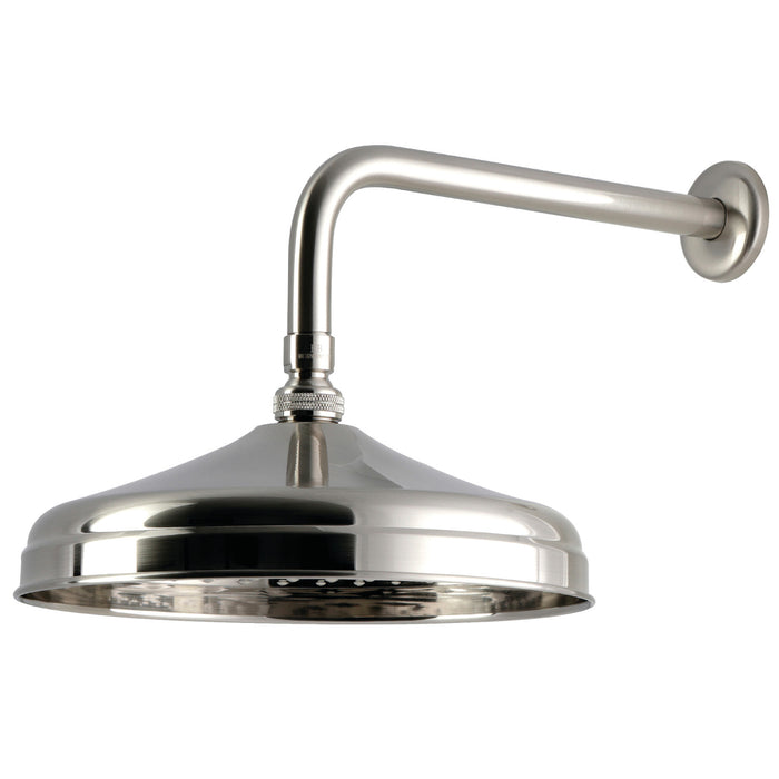 Kingston Trimscape K225K38 10-Inch Round Raindrop Brass Shower Head with 12-Inch Shower Arm, Brushed Nickel