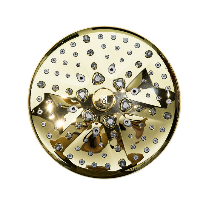Kingston Trimscape K235A2 9.8-Inch Round Raindrop 8-Functio Shower Head, Polished Brass