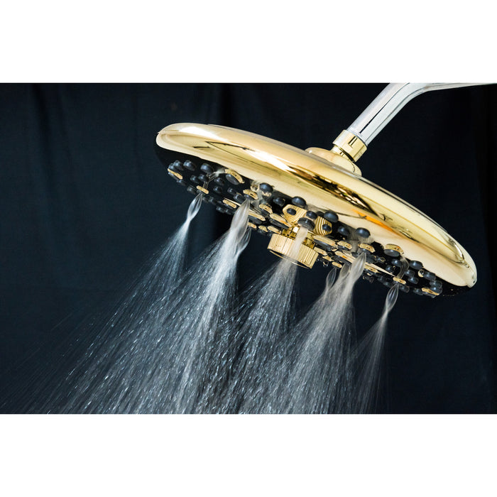 Kingston Trimscape K235A2 9.8-Inch Round Raindrop 8-Functio Shower Head, Polished Brass