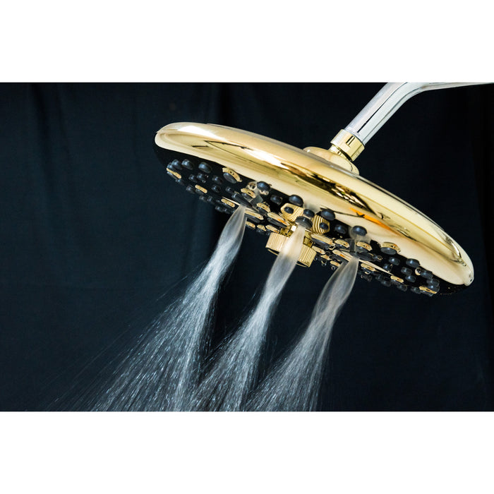 Kingston Trimscape K235A2 9.8-Inch Round Raindrop 8-Functio Shower Head, Polished Brass