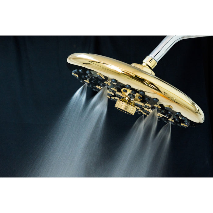 Kingston Trimscape K235A2 9.8-Inch Round Raindrop 8-Functio Shower Head, Polished Brass