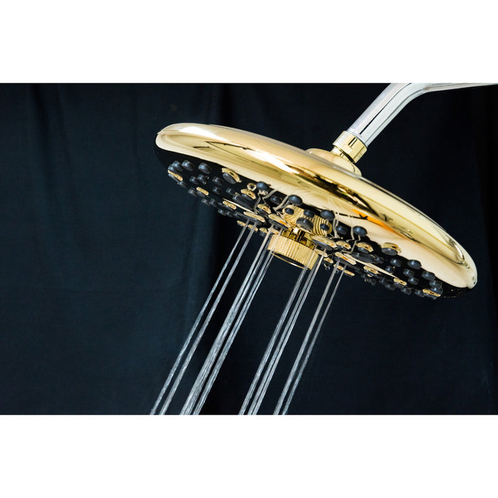 Kingston Trimscape K235A2 9.8-Inch Round Raindrop 8-Functio Shower Head, Polished Brass