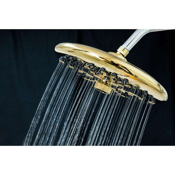 Kingston Trimscape K235A2 9.8-Inch Round Raindrop 8-Functio Shower Head, Polished Brass