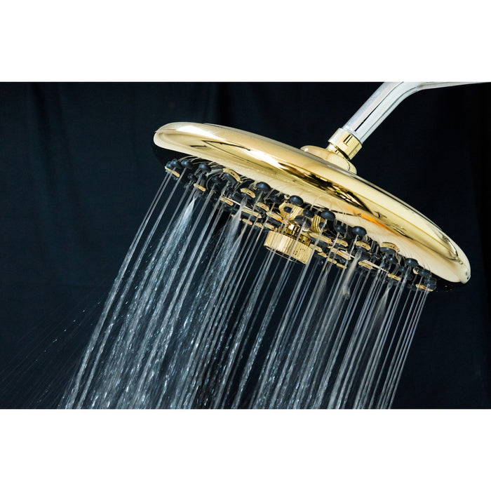 Kingston Trimscape K235A2 9.8-Inch Round Raindrop 8-Functio Shower Head, Polished Brass