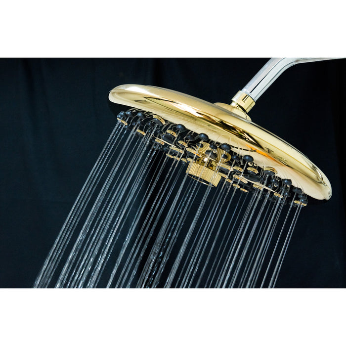 Kingston Trimscape K235A2 9.8-Inch Round Raindrop 8-Functio Shower Head, Polished Brass
