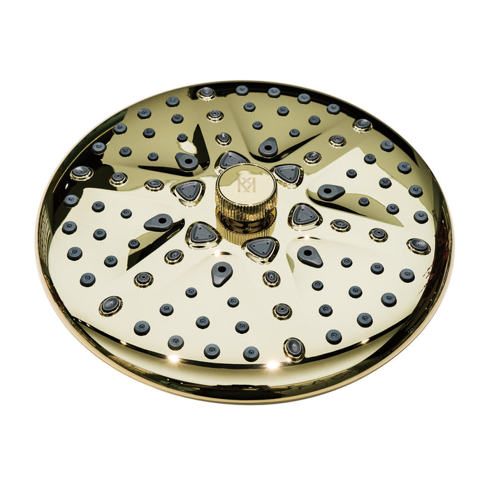 Kingston Trimscape K235A2 9.8-Inch Round Raindrop 8-Functio Shower Head, Polished Brass