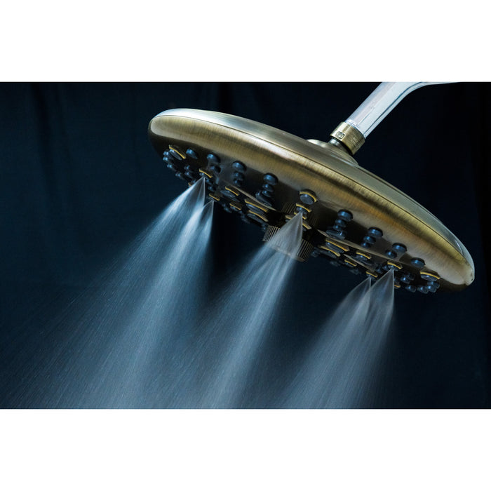 Kingston Trimscape K235A3 9.8-Inch Round Raindrop 8-Functio Shower Head, Antique Brass