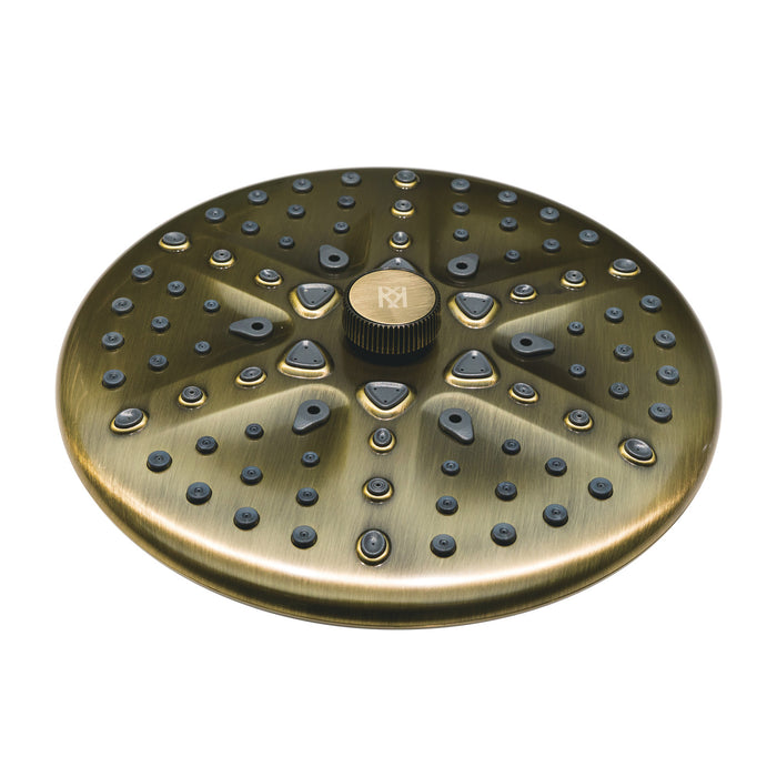 Kingston Trimscape K235A3 9.8-Inch Round Raindrop 8-Functio Shower Head, Antique Brass