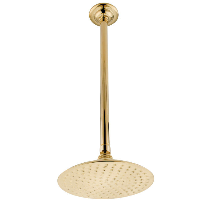 Kingston Heirloom K236K22 - Trimscape 7-3/4 Inch Round Raindrop Brass Shower Head with 17-Inch Ceiling Mount Shower Arm, Polished Brass