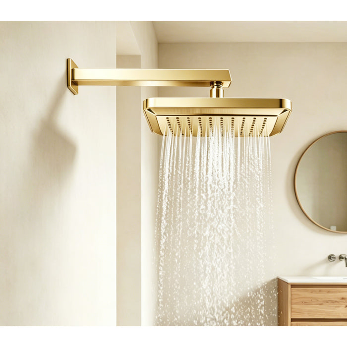 Kingston Sona K250A2 - Claremont 9-5/8-Inch Square Rainfall ABS Shower Head, Polished Brass
