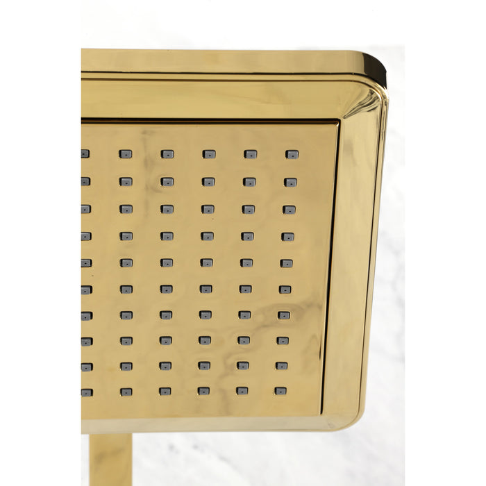 Kingston Sona K250A2CK - Claremont 9-5/8-Inch Square Raindrop ABS Shower Head with 15-3/4-Inch Shower Arm, Polished Brass