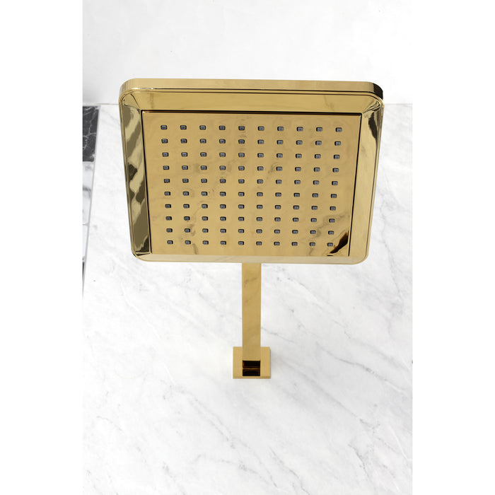 Kingston Sona K250A2CK - Claremont 9-5/8-Inch Square Raindrop ABS Shower Head with 15-3/4-Inch Shower Arm, Polished Brass