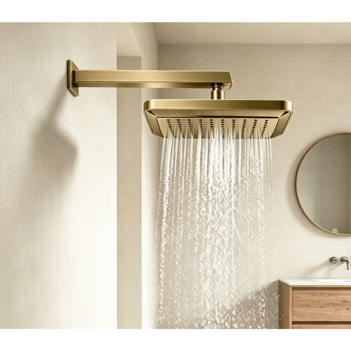 Kingston Sona K250A3 - Claremont 9-5/8-Inch Square Rainfall ABS Shower Head, Antique Brass