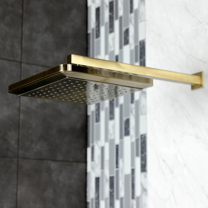 Kingston Sona K250A3CK - Claremont 9-5/8-Inch Square Raindrop ABS Shower Head with 15-3/4-Inch Shower Arm, Antique Brass