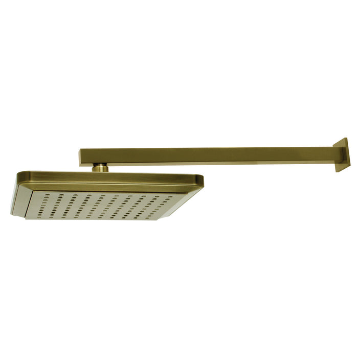 Kingston Sona K250A3CK - Claremont 9-5/8-Inch Square Raindrop ABS Shower Head with 15-3/4-Inch Shower Arm, Antique Brass