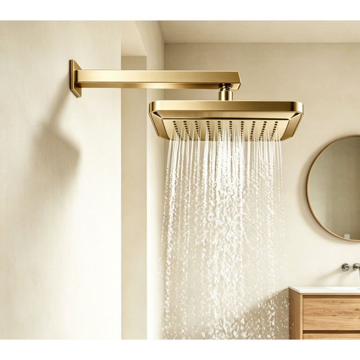 Kingston Sona K250A7 - Claremont 9-5/8-Inch Square Rainfall ABS Shower Head, Brushed Brass