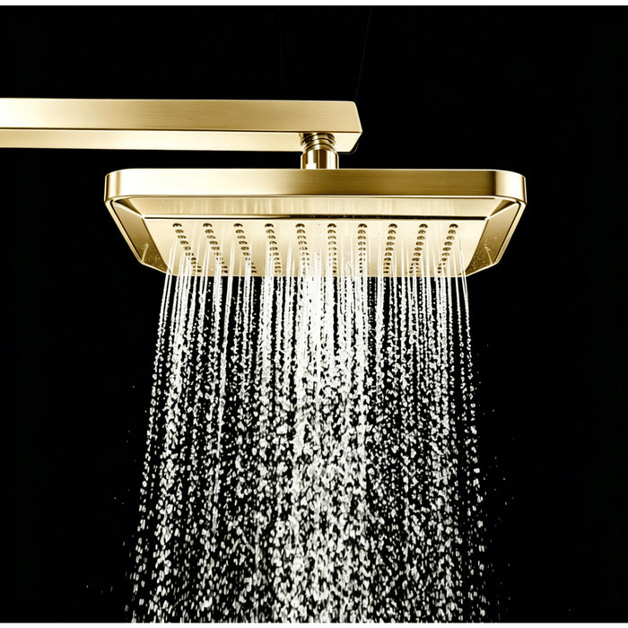 Kingston Sona K250A7 - Claremont 9-5/8-Inch Square Rainfall ABS Shower Head, Brushed Brass