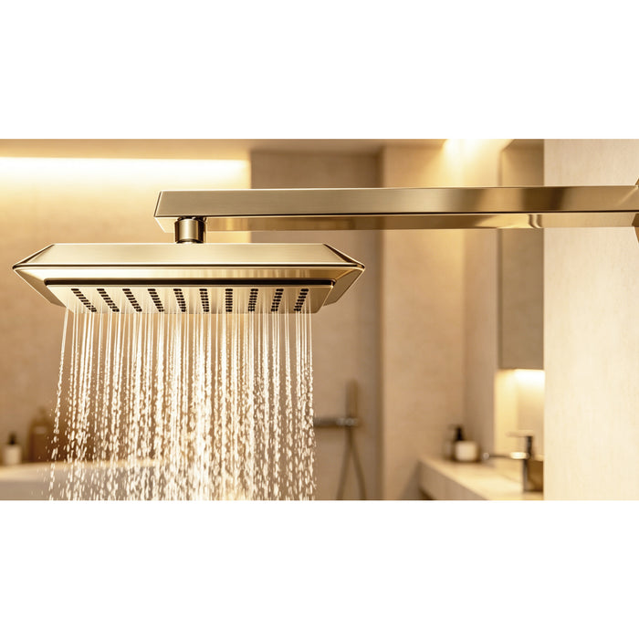Kingston Sona K251A2 - Claremont 9-5/8 Inch Square Rainfall ABS Shower Head, Polished Brass