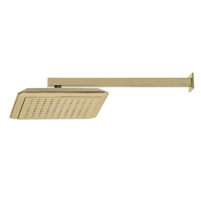 Kingston Sona K251A2CK - Claremont 9-5/8 Inch Square Raindrop ABS Shower Head with 15-3/4 Inch Shower Arm, Polished Brass
