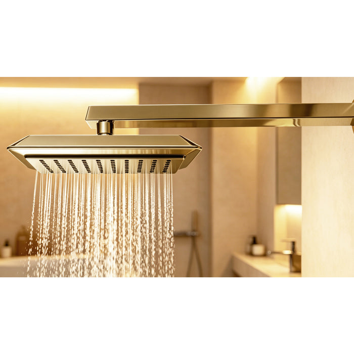 Kingston Sona K251A7 - Claremont 9-5/8 Inch Square Rainfall ABS Shower Head, Brushed Brass