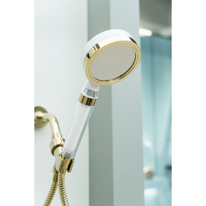 Kingston Shower Scape K301F2 Single Function Filtered Hand Shower, White/Polished Brass