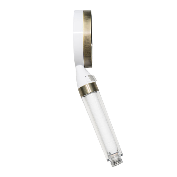 Kingston Shower Scape K301F3 Single Function Filtered Hand Shower, White/Antique Brass