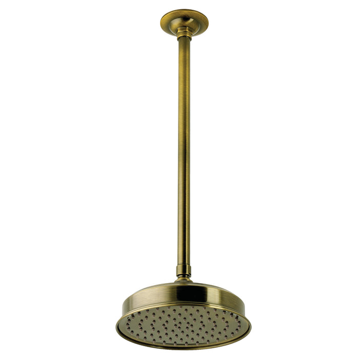 Kingston Trimscape K324K23 8-Inch Round Brass Shower Head with 17-Inch Ceiling Mounted Shower Arm, Antique Brass