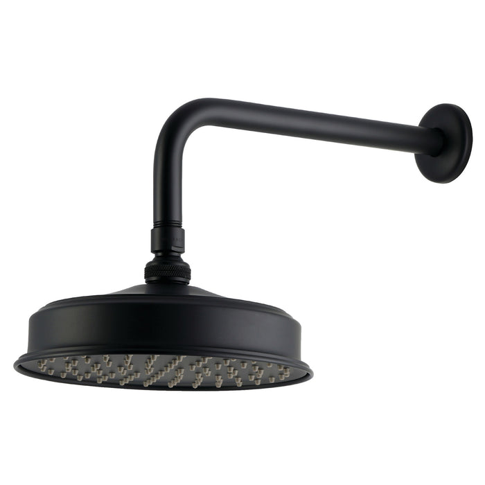 Kingston Trimscape K324K30 8-Inch Round Raindrop Brass Shower Head with 12-Inch Shower Arm, Matte Black