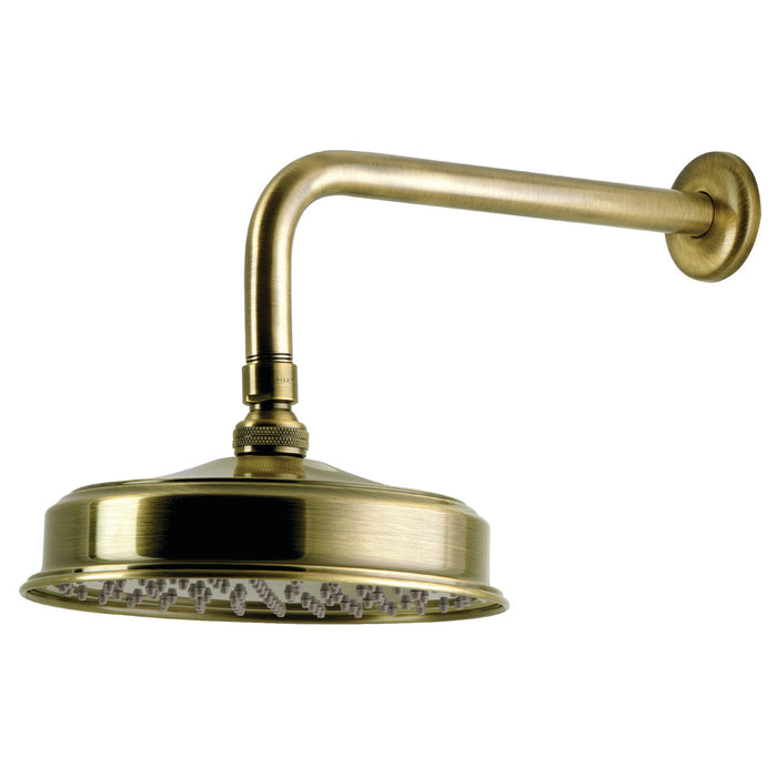 Kingston Trimscape K324K33 8-Inch Round Raindrop Brass Shower Head with 12-Inch Shower Arm, Antique Brass