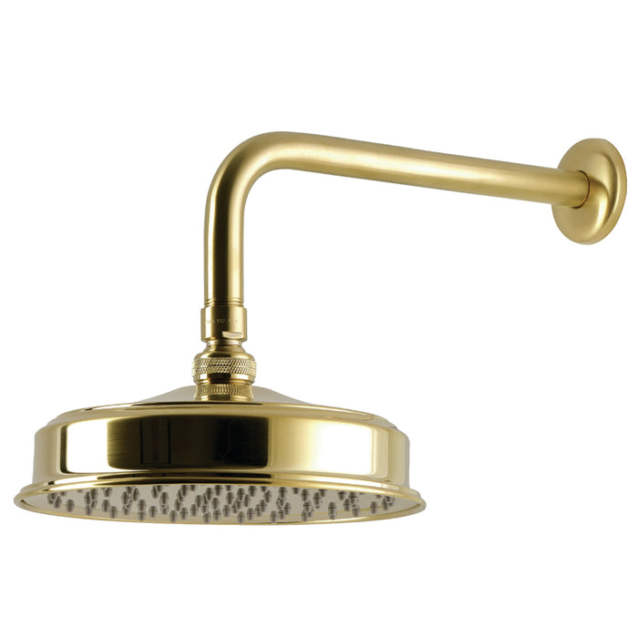 Kingston Trimscape K324K37 8-Inch Round Raindrop Brass Shower Head with 12-Inch Shower Arm, Brushed Brass