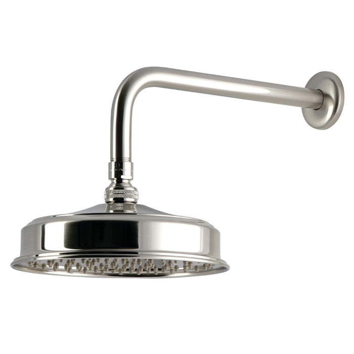 Kingston Trimscape K324K38 8-Inch Round Raindrop Brass Shower Head with 12-Inch Shower Arm, Brushed Nickel