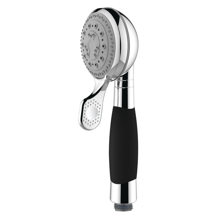 Kingston Kaiser K511A1 5-Function Round Hand Shower, Polished Chrome/Black