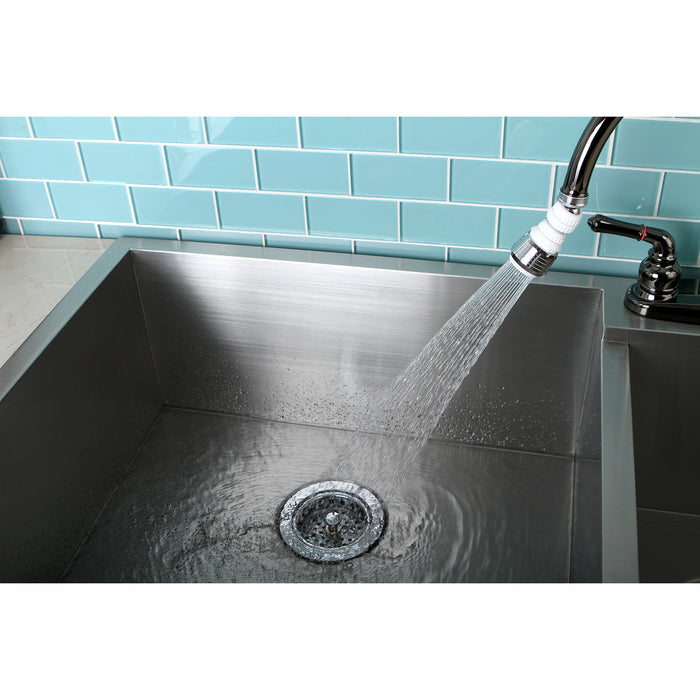 Complement KA221C20 Double Swivel Kitchen Aerator with Brass Ball Joint, Polished Chrome/White