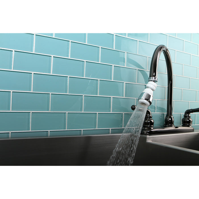 Complement KA221C20 Double Swivel Kitchen Aerator with Brass Ball Joint, Polished Chrome/White