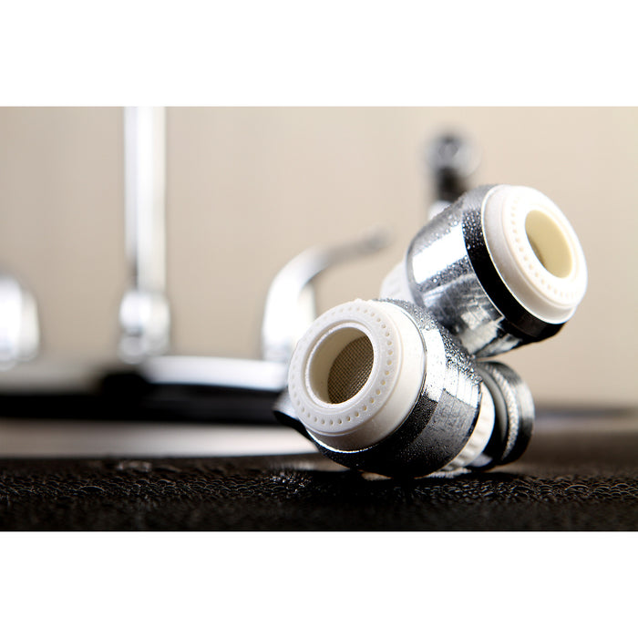 Complement KA221C20 Double Swivel Kitchen Aerator with Brass Ball Joint, Polished Chrome/White