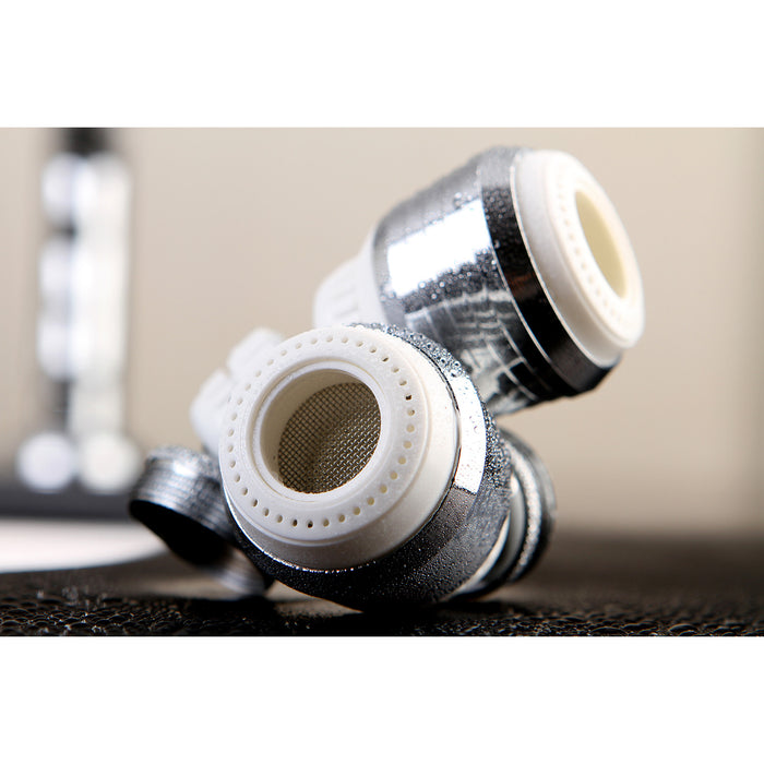 Complement KA221C20 Double Swivel Kitchen Aerator with Brass Ball Joint, Polished Chrome/White