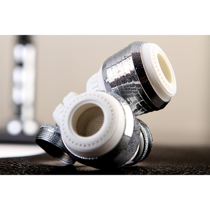 Complement KA221C20 Double Swivel Kitchen Aerator with Brass Ball Joint, Polished Chrome/White