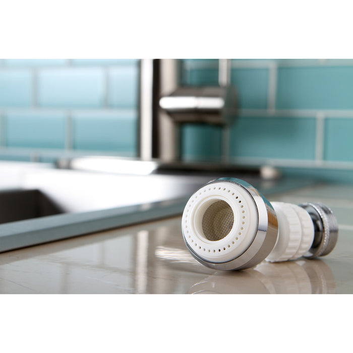 Complement KA221C20 Double Swivel Kitchen Aerator with Brass Ball Joint, Polished Chrome/White