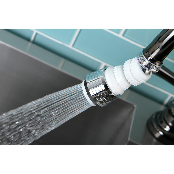 Complement KA221C20 Double Swivel Kitchen Aerator with Brass Ball Joint, Polished Chrome/White