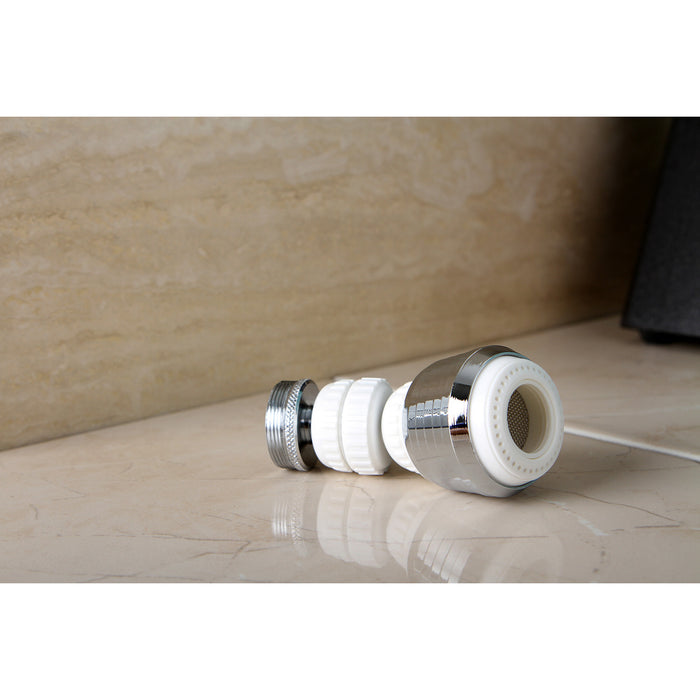 Complement KA221C20 Double Swivel Kitchen Aerator with Brass Ball Joint, Polished Chrome/White