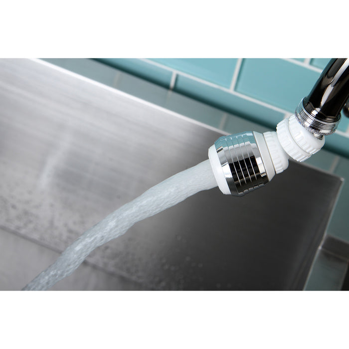 Complement KA221C20 Double Swivel Kitchen Aerator with Brass Ball Joint, Polished Chrome/White