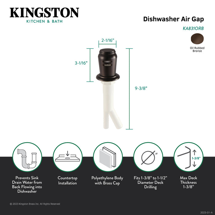 Kingston Heirloom KA831ORB - Trimscape Dishwasher Air Gap with Brass Cover, Oil Rubbed Bronze