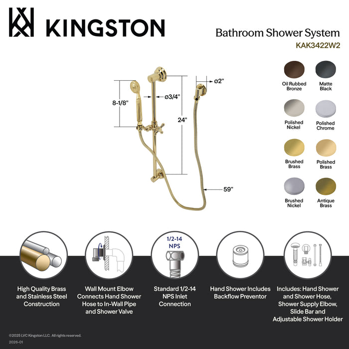 Kingston Heirloom KAK3425W5 - Made To Match Shower System with 24-Inch Slide/Grab Bar and Hand Shower, Oil Rubbed Bronze