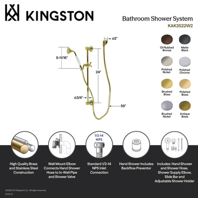Kingston Heirloom KAK3527W7 - Made To Match Shower System with 24