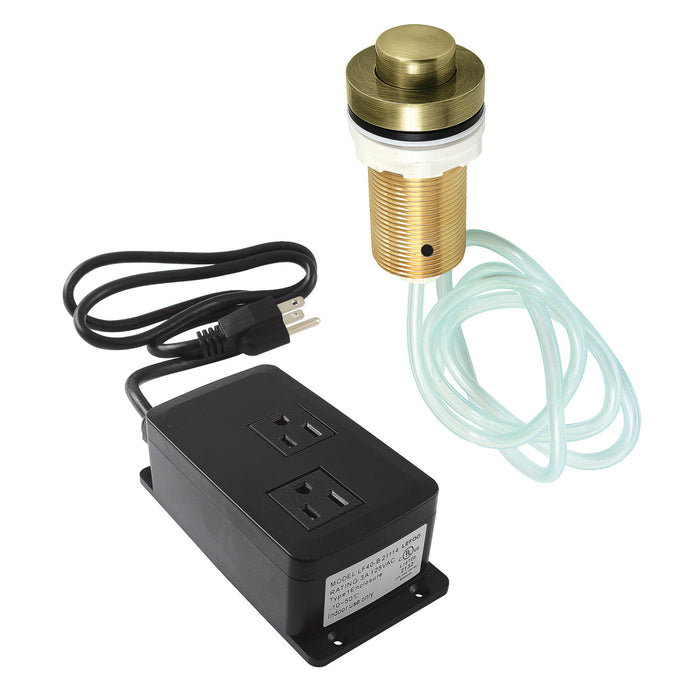 Kingston Trimscape KAMDK21AB Dual Outlet Garbage Disposal Air Switch Kit, Antique Brass