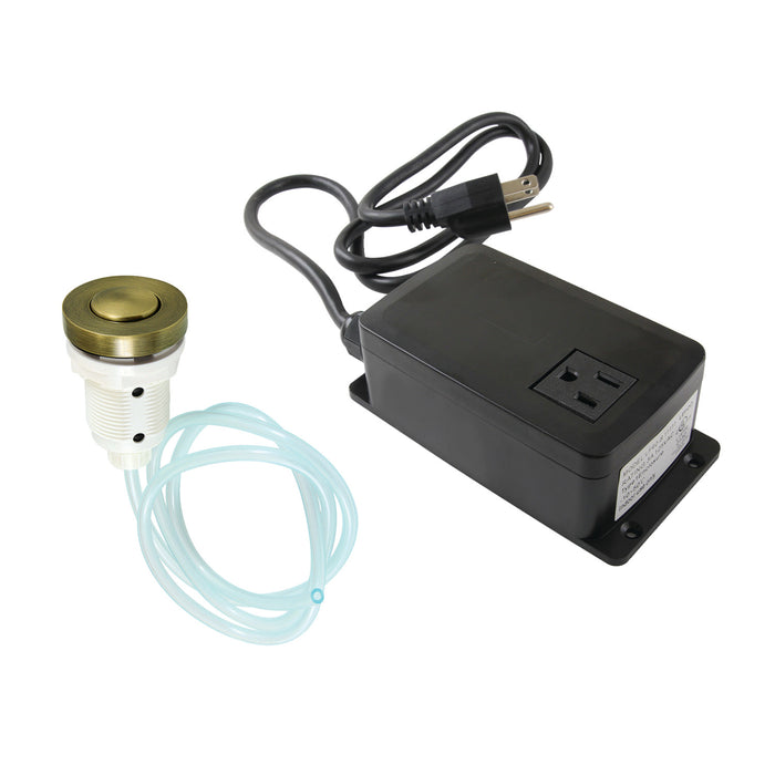 Kingston Trimscape KAMSK31AB Single Outlet Garbage Disposal Air Switch Kit, Antique Brass
