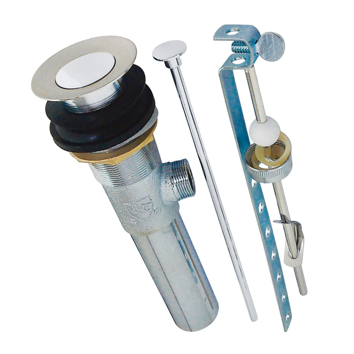 Kingston Trimscape KB1007 Brass Pop-Up Bathroom Sink Drain with Overflow, 22 Gauge, Brushed Nickel/Polished Chrome