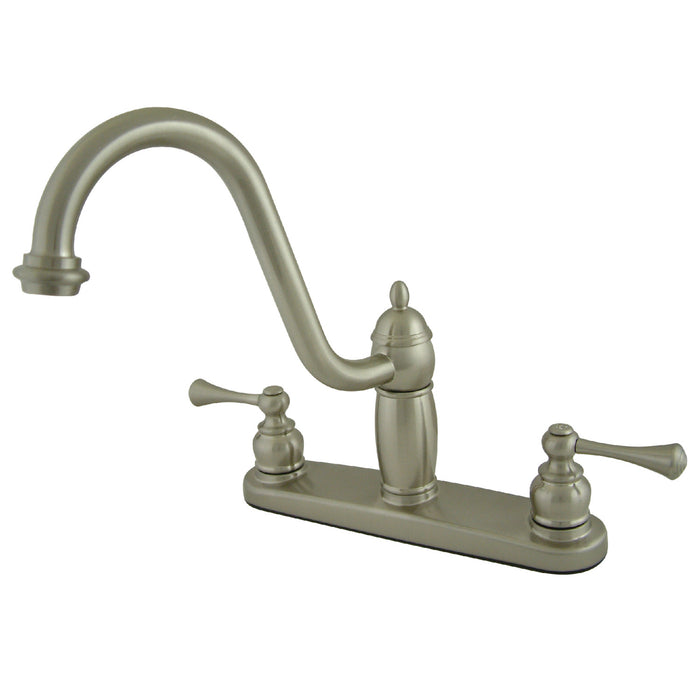 Kingston Heirloom KB1118BLLS - Heritage Two-Handle 3-Hole 8" Centerset Kitchen Faucet, Brushed Nickel
