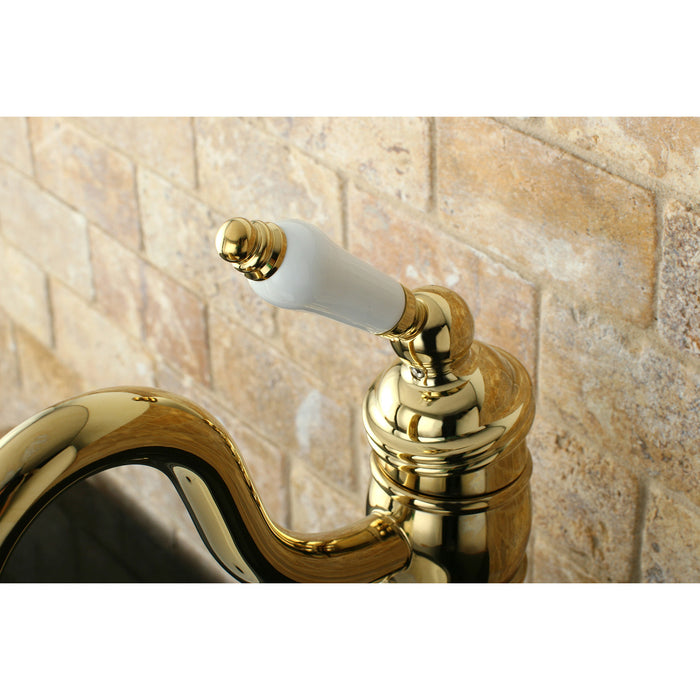 Kingston Heirloom KB1422PL - Heritage Single-Handle 1-Hole Deck Mount Vessel Faucet, Polished Brass