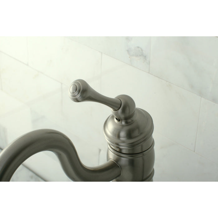Kingston Heirloom KB1428BL - Heritage Single-Handle 1-Hole Deck Mount Vessel Faucet, Brushed Nickel